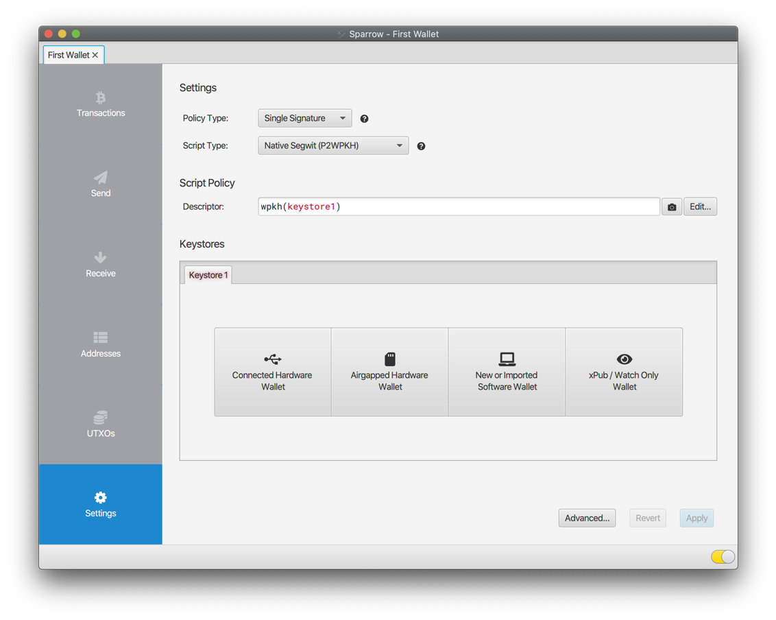 First Wallet Initial Setup