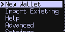Coldcard New Wallet screen
